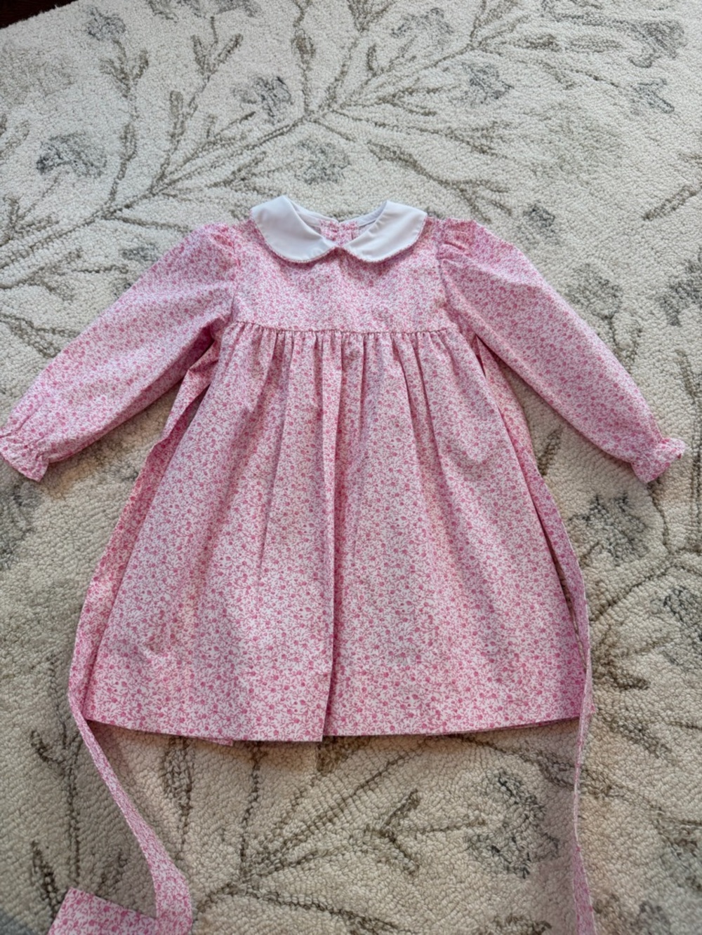 Little English Pink Floral Dress with White Collar